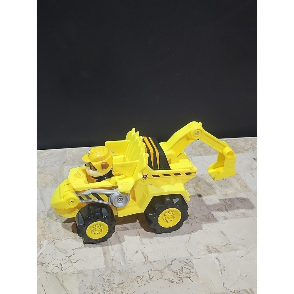 Paw Patrol Dino Rescue Rubble Deluxe Rev‎ Up Vehicle W Figure